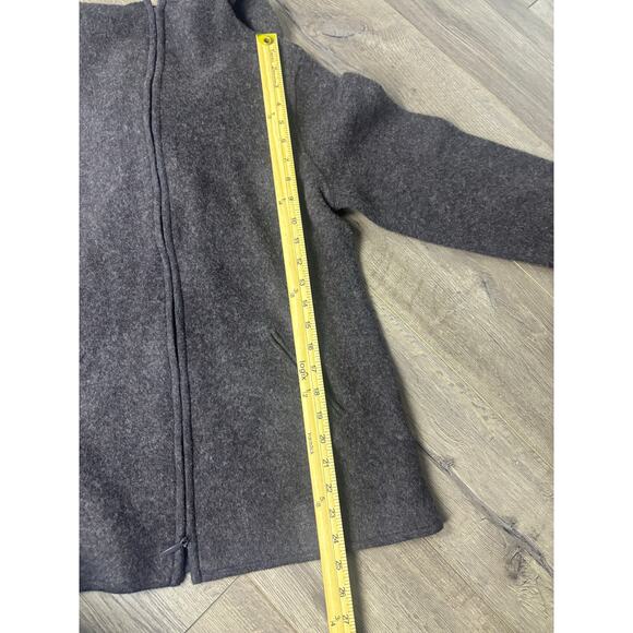 Eileen Fisher Lambswool Cotton Hooded Zip Jacket Brown XS/S – Alpaca Style Look - Picture 7 of 8